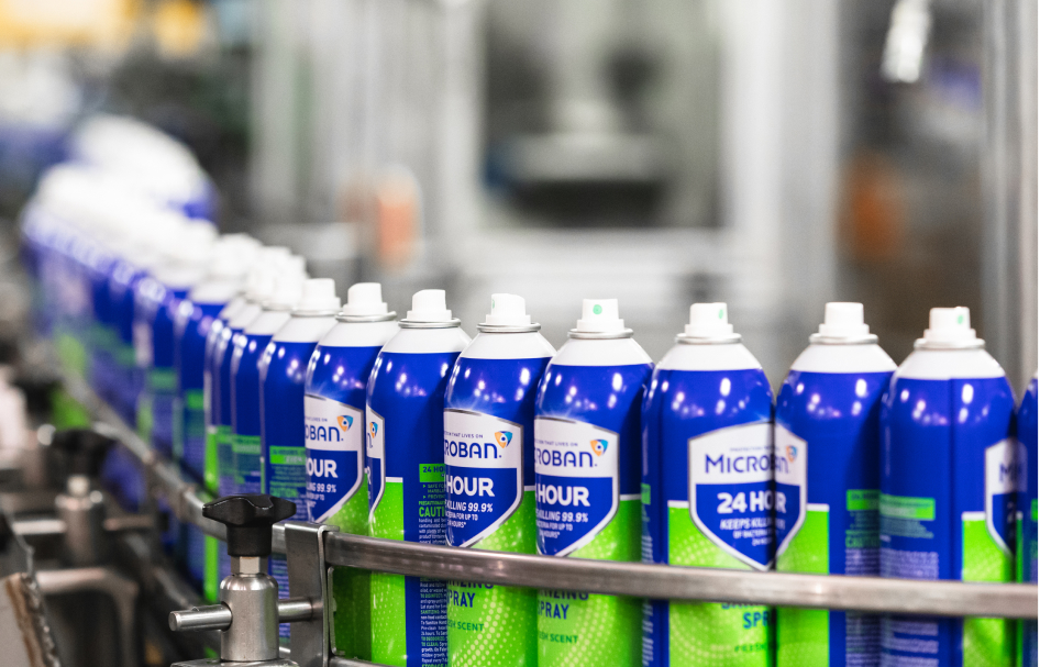 Aerosol Cans on a Filling Line